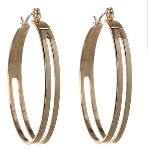 BCBGeneration Gold tone Cut-out Hoop Earrings